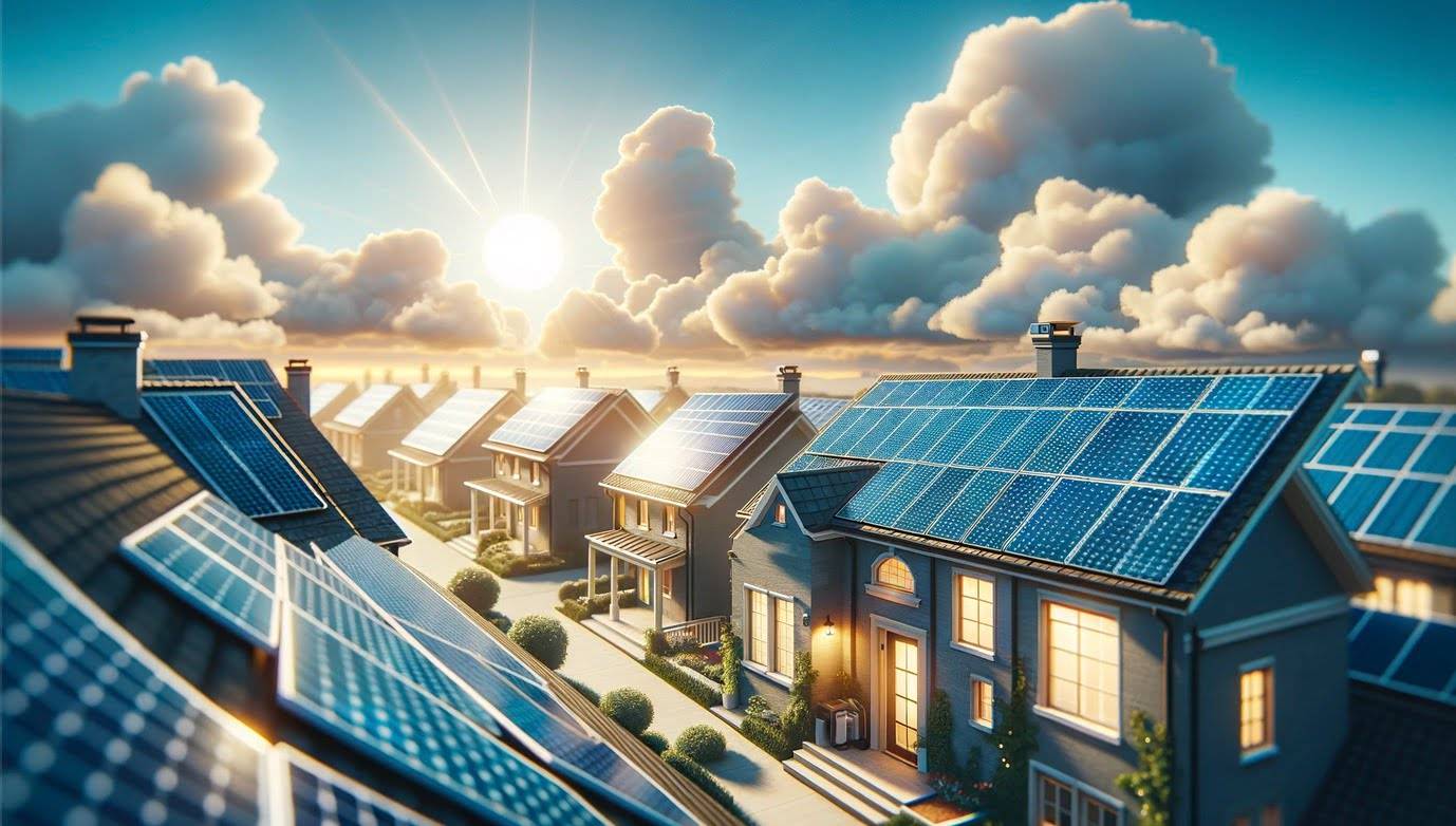 A suburban home's rooftop is upgraded with sleek new solar panels and microinverters, set against a serene azure sky with sparse fluffy clouds in a clean, 16:9 wide image. The focus is on the solar panels, symbolizing a commitment to renewable energy and a sustainable future, with minimal background distractions to emphasize the home's embrace of solar technology. The image embodies hope and the transformative impact of solar energy on everyday life.