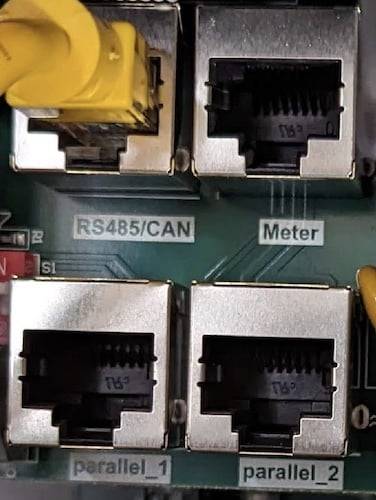 sunsynk rj45 ports All RJ45 ports available in a Sunsynk 3.6 inverter showing that CAN and RS-485 share the same port